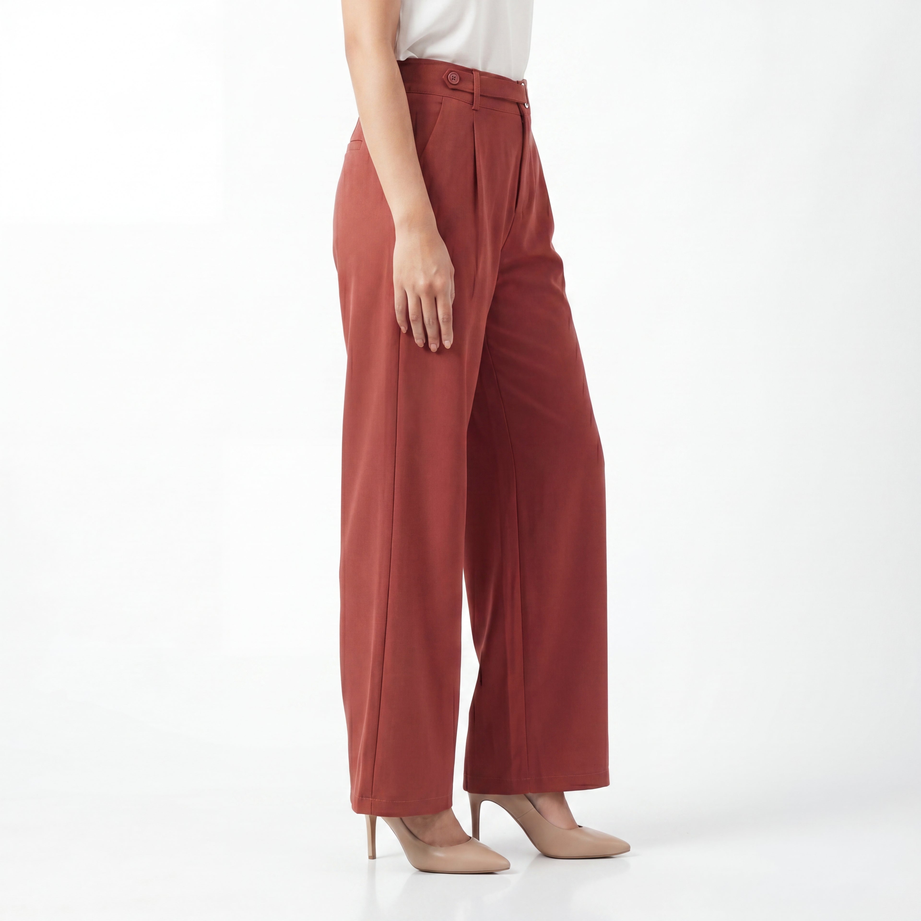Rust Wide Leg Formal Pants