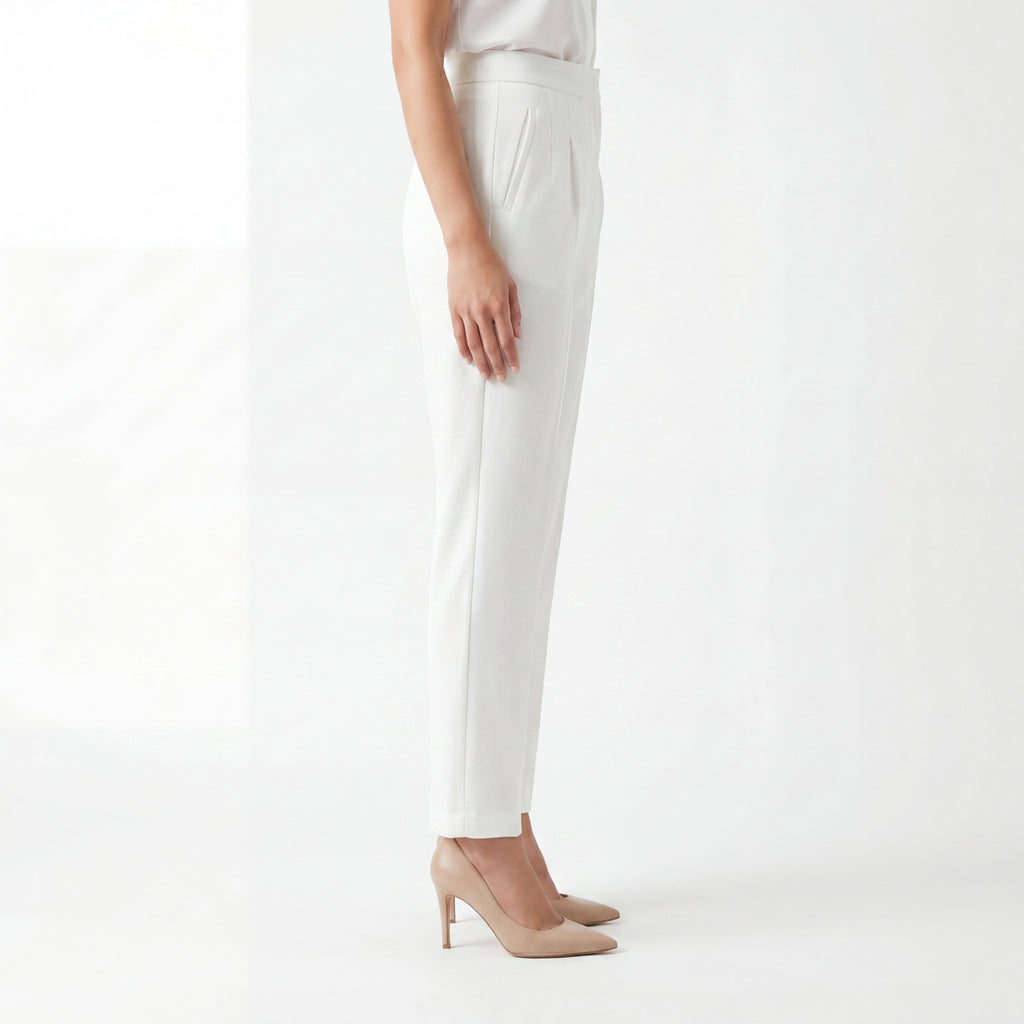 White Tapered Formal Pants