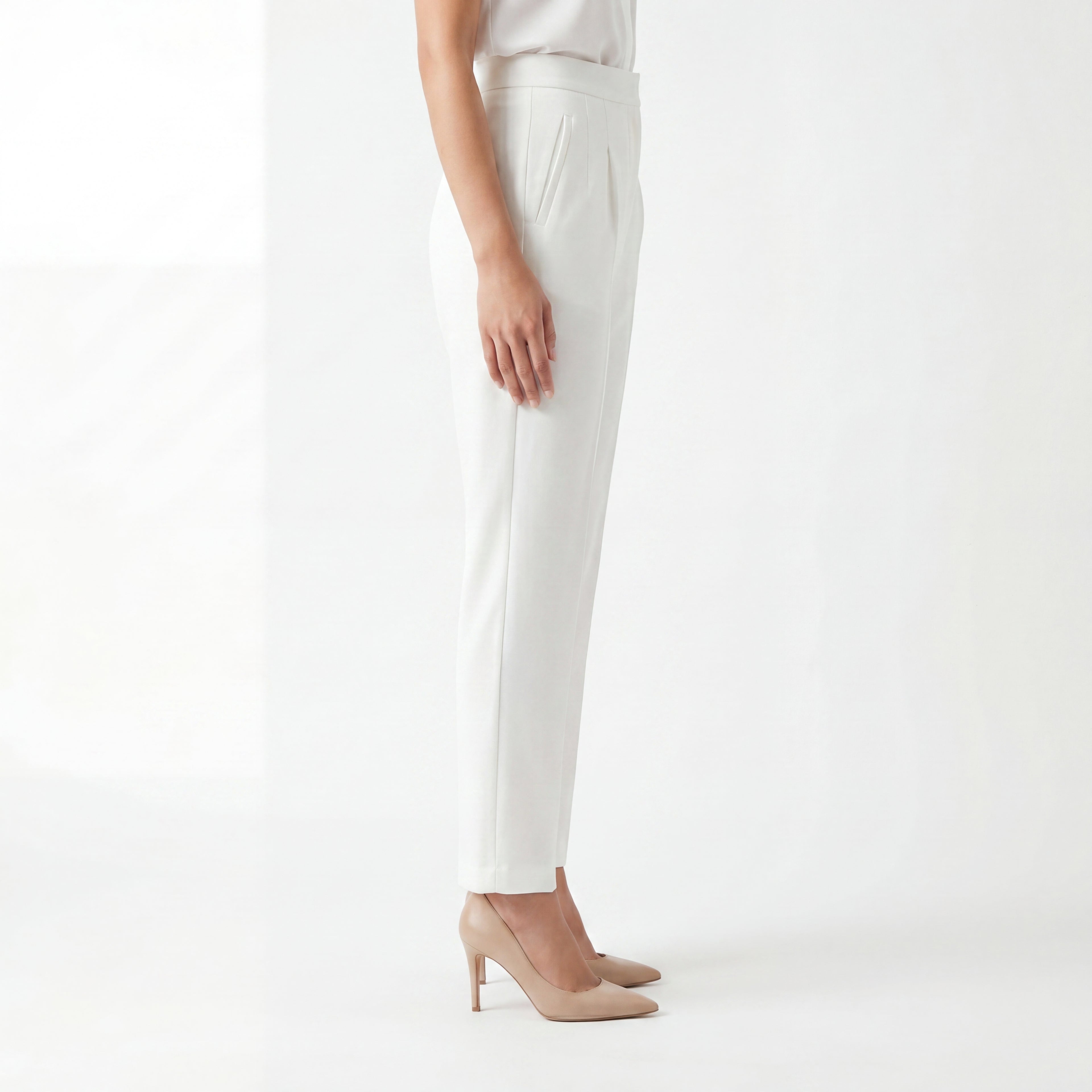White Tapered Formal Pants
