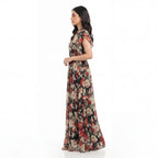 Noir Bloom Chiffon Maxi