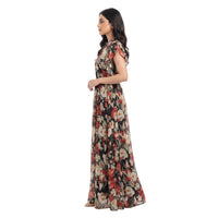 Noir Bloom Chiffon Maxi