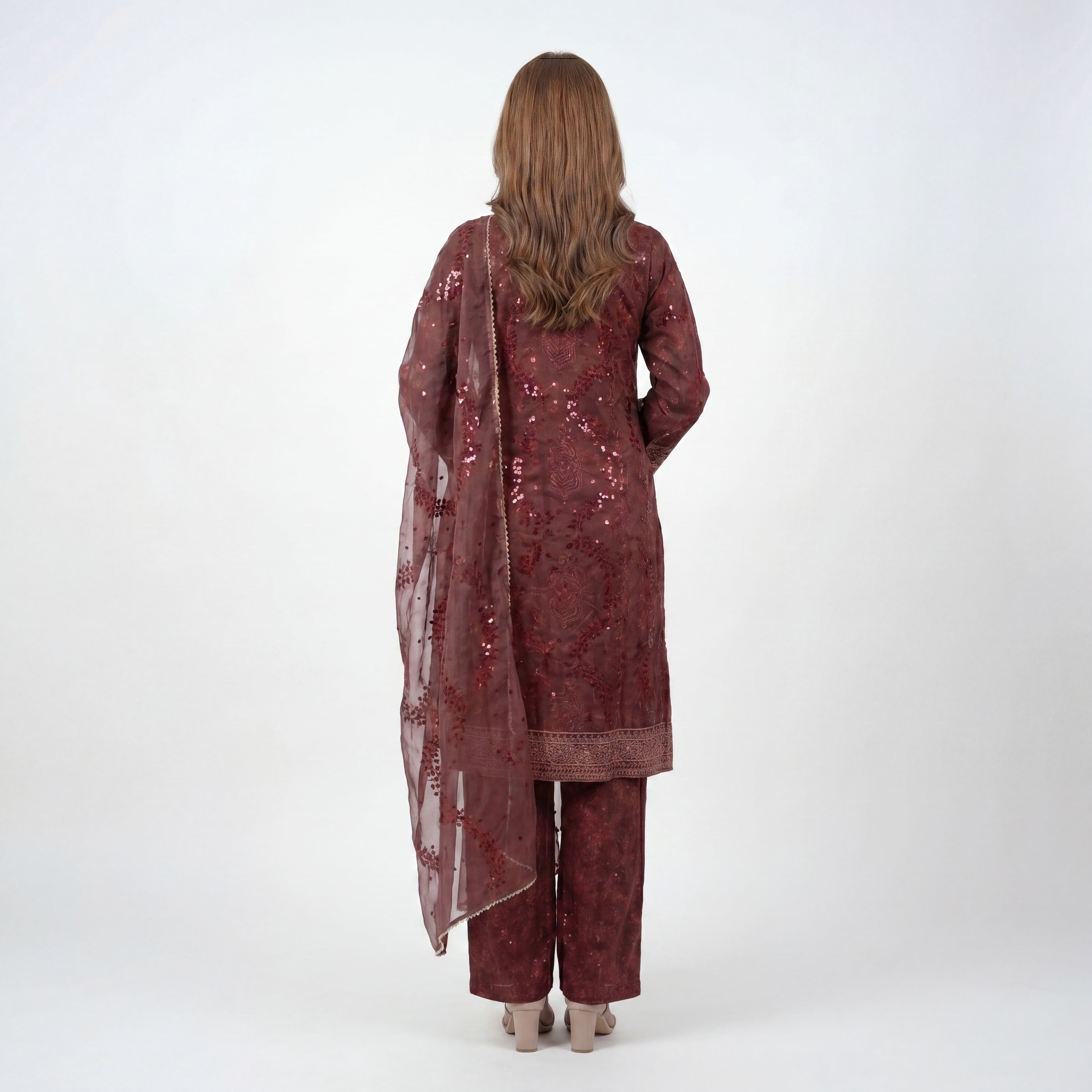 Mohagni Gulnoor Ruby Ember – 3PC Lawn Suit