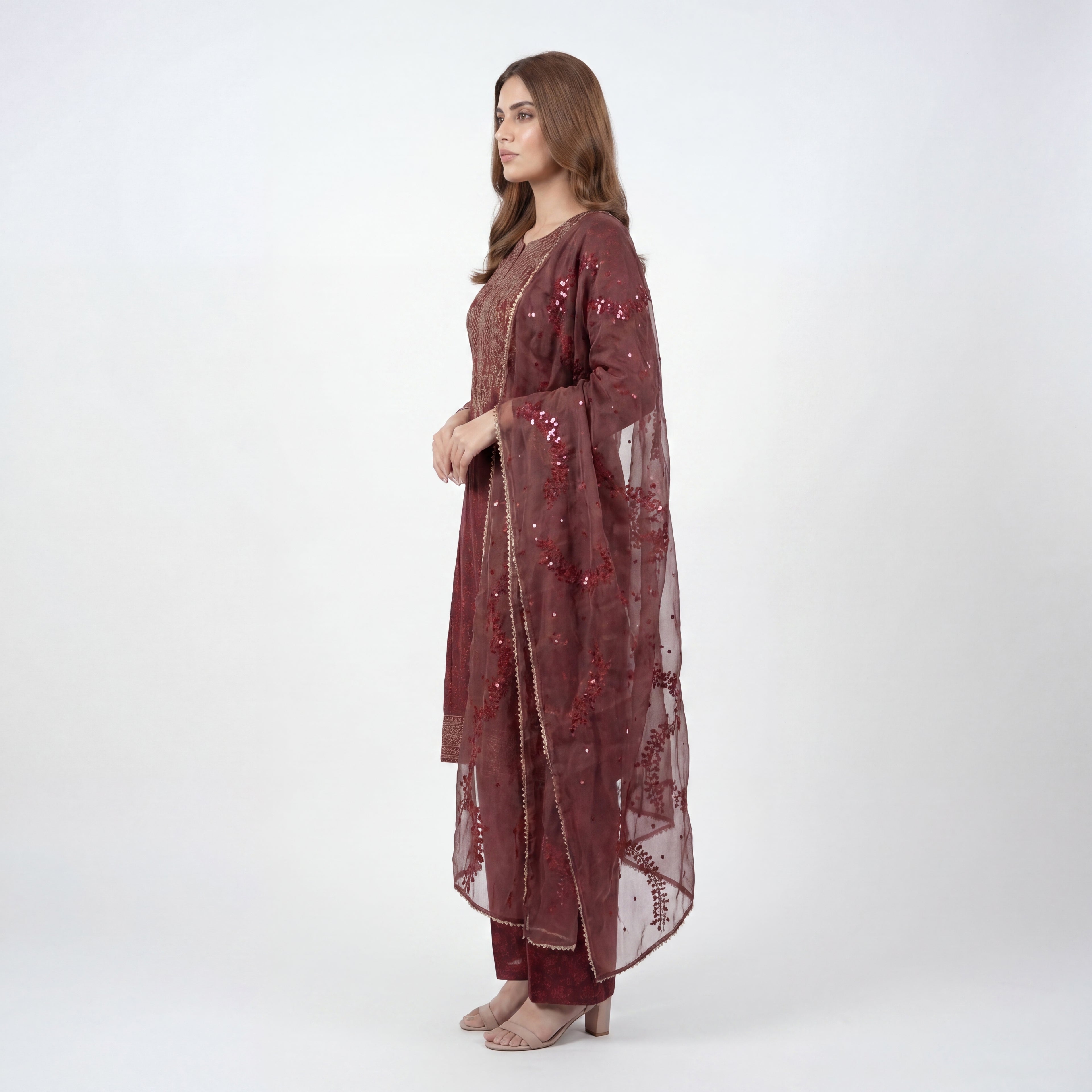 Mohagni Gulnoor Ruby Ember – 3PC Lawn Suit