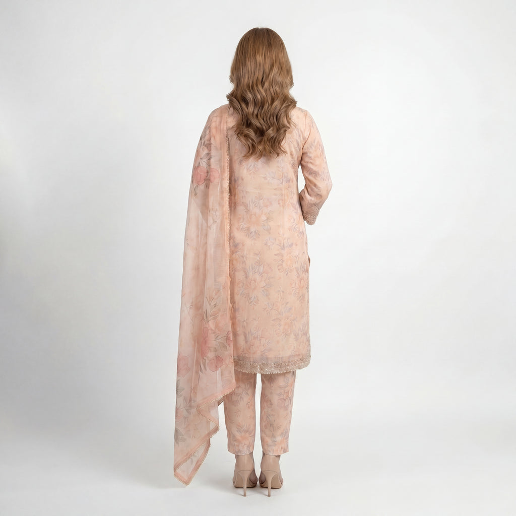 Muskin Peach Flora – 3PC Suit