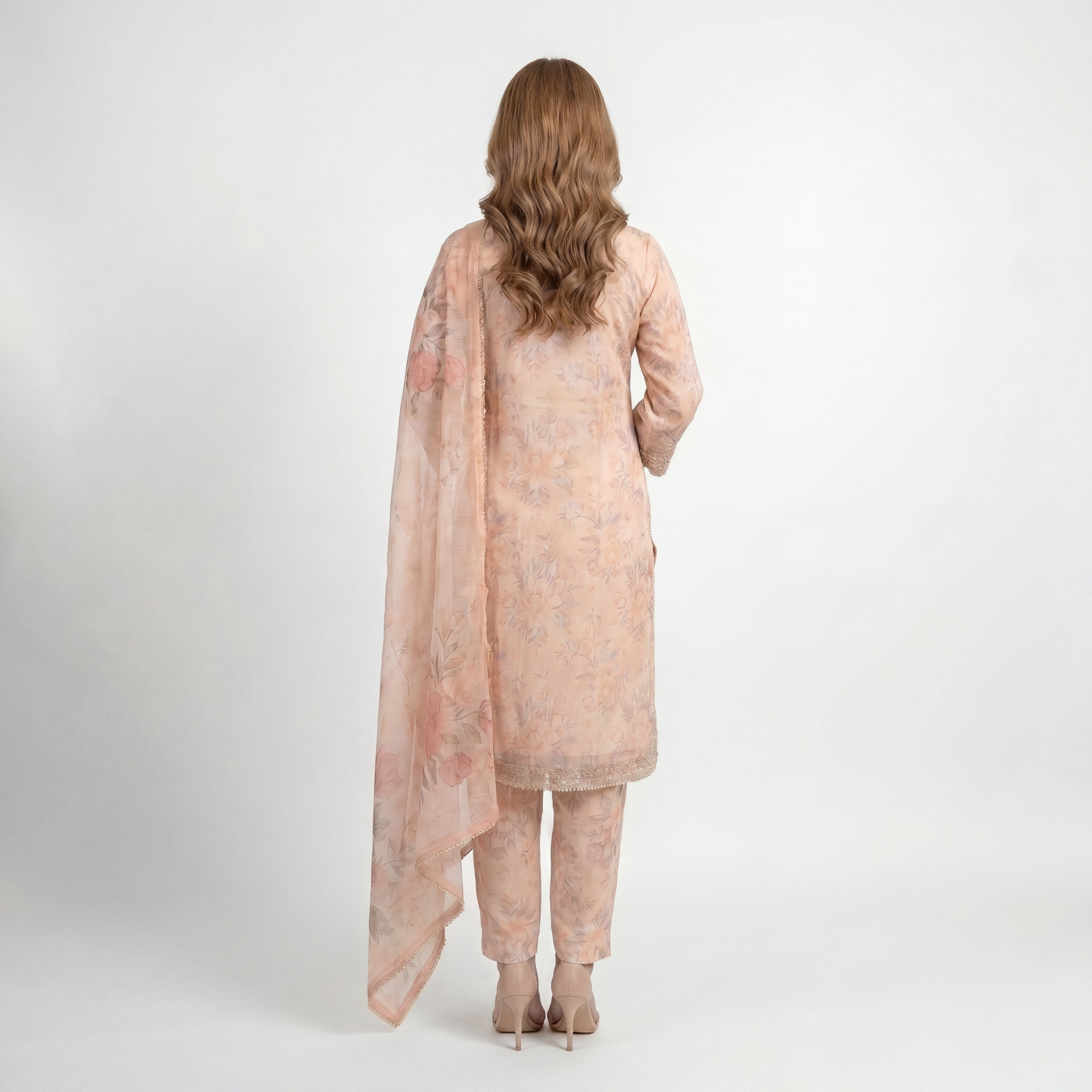Muskin Peach Flora – 3PC Suit