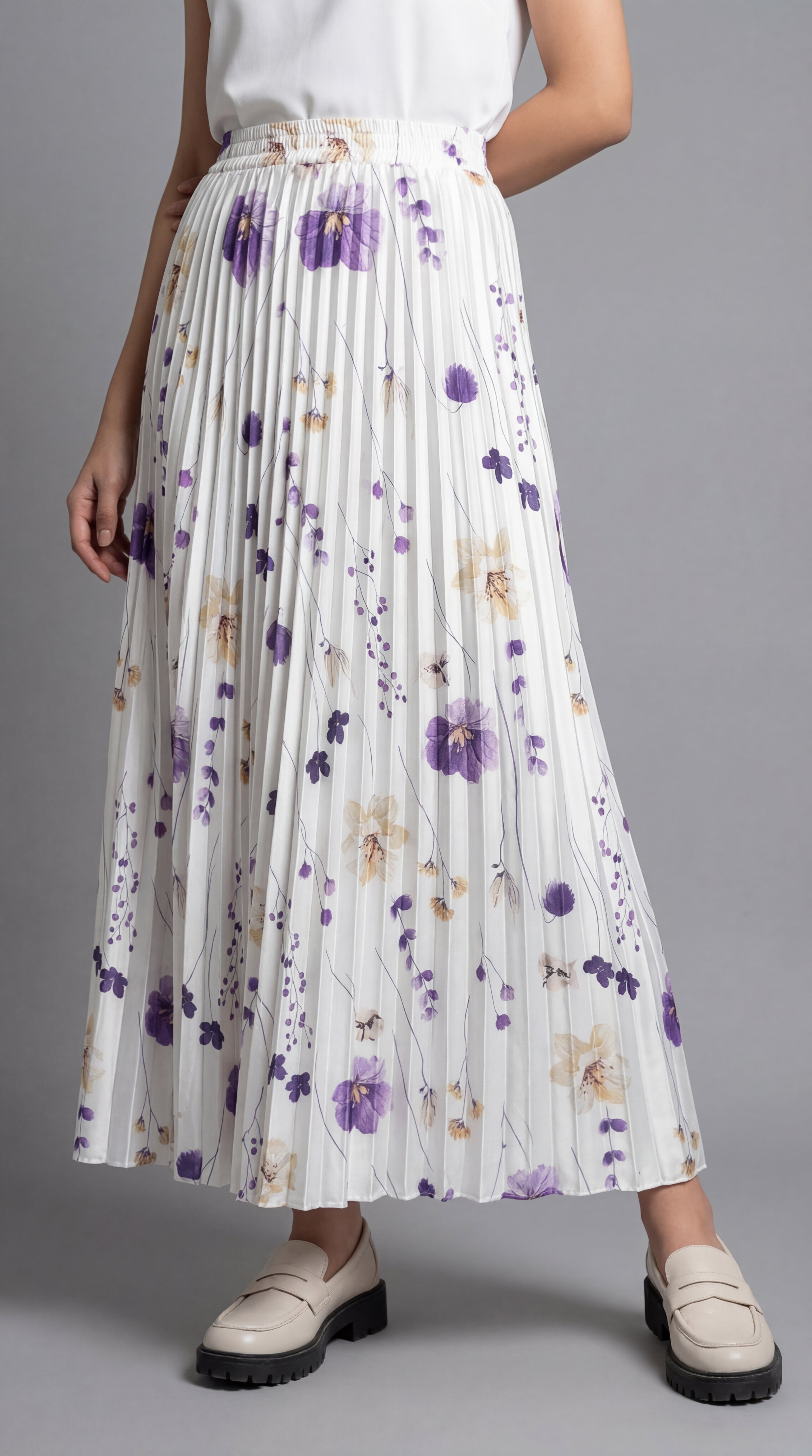 Floral Pleated Skirt