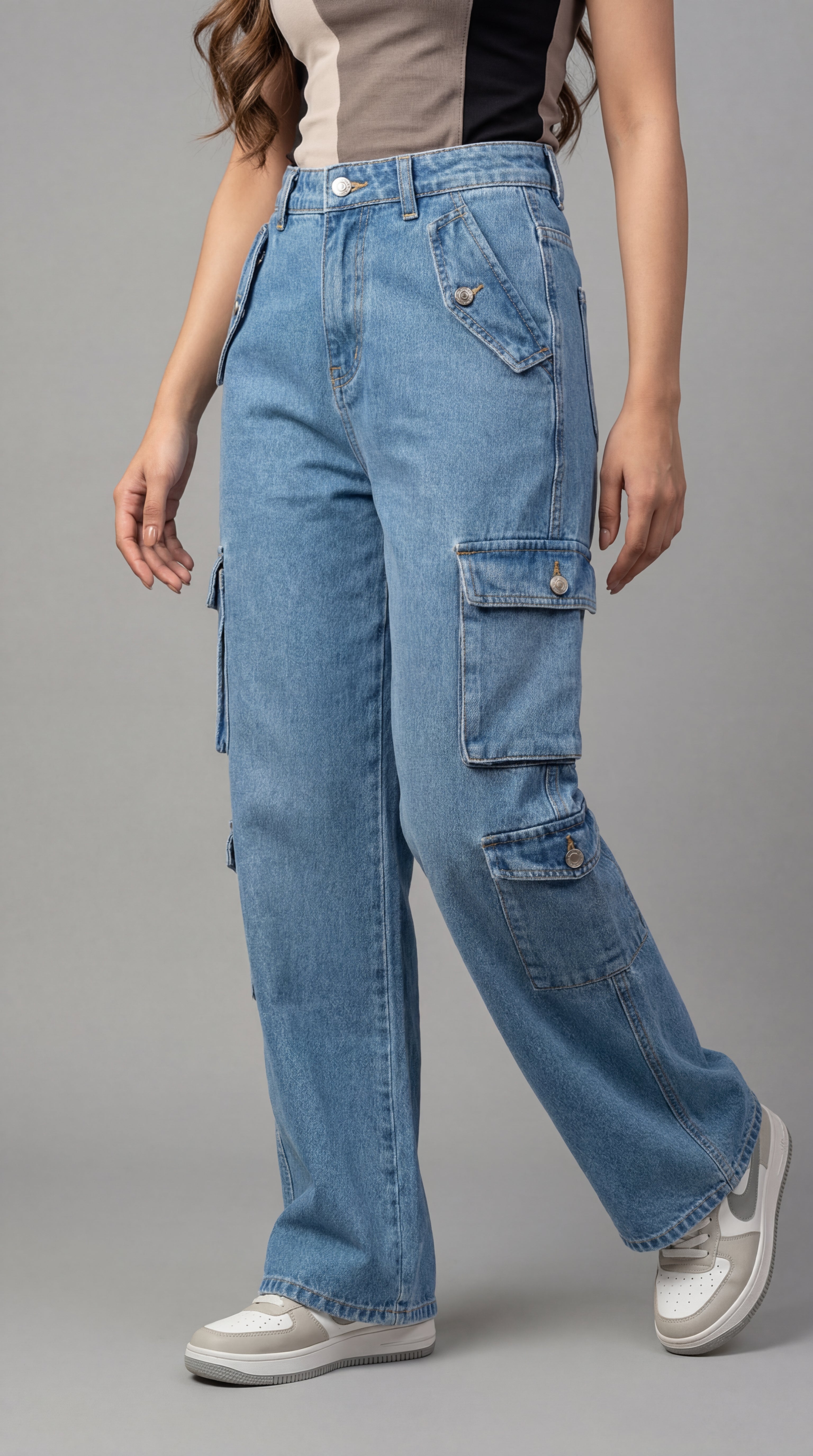 Wide-Leg Cargo Jeans