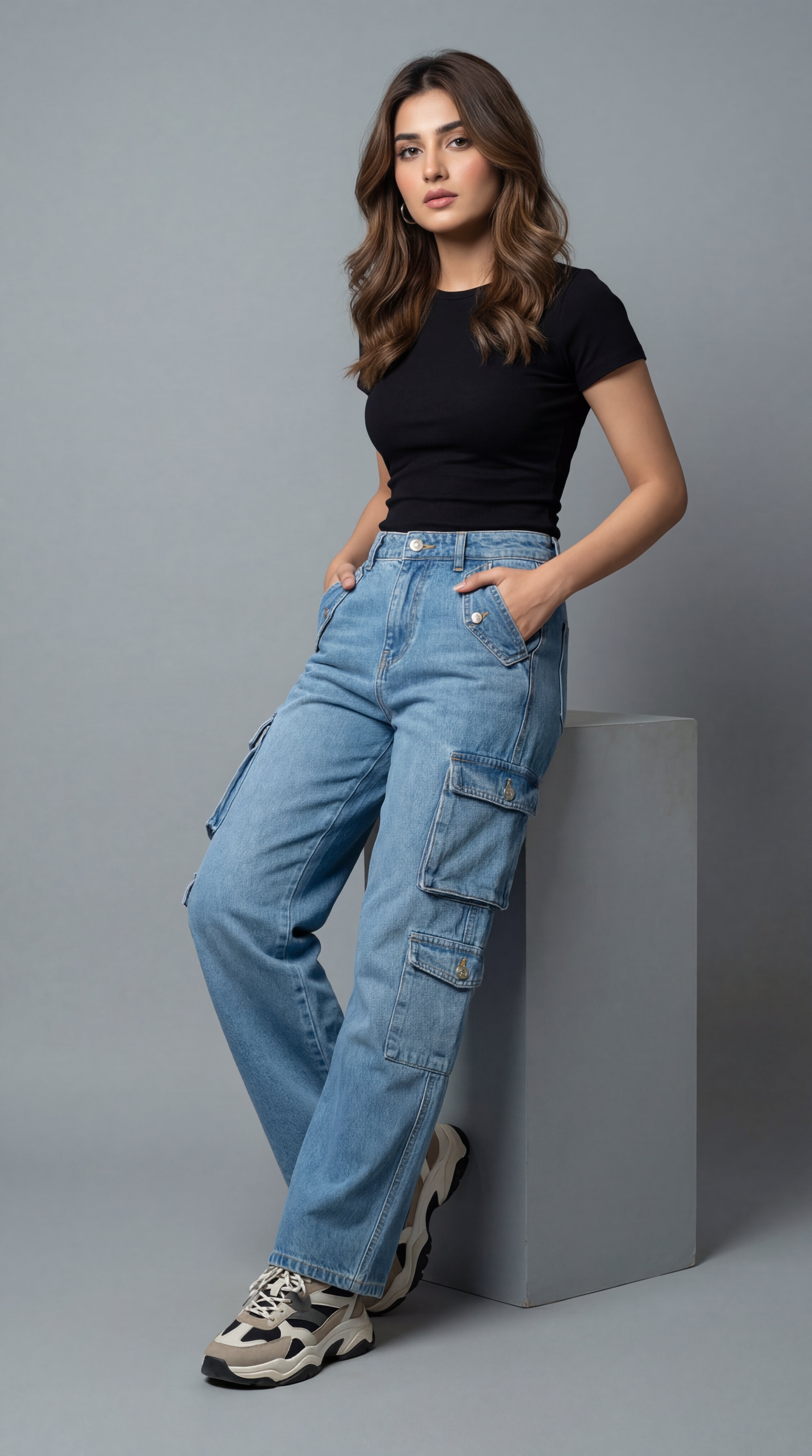 Wide-Leg Cargo Jeans