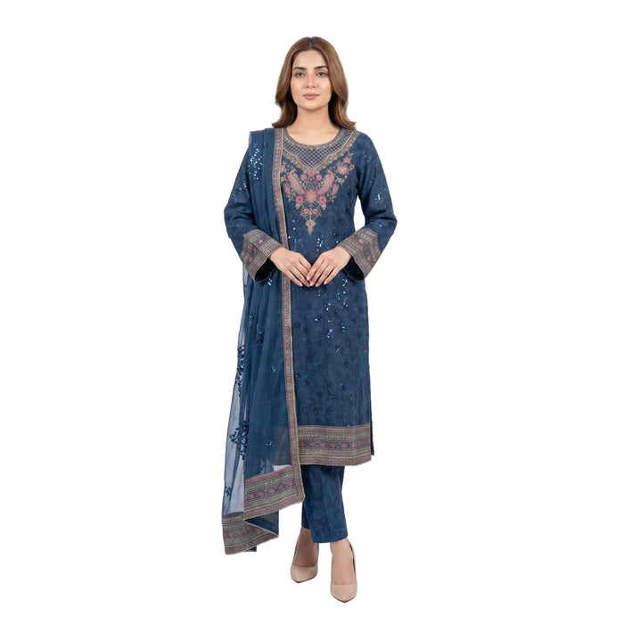Mohagni Gulnoor Sapphire Bloom – 3PC Lawn Suit