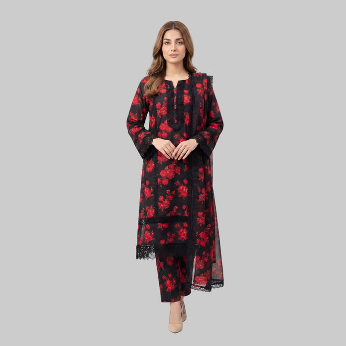 Mohagni Gulnoor Crimson Noir – 3PC Lawn Suit