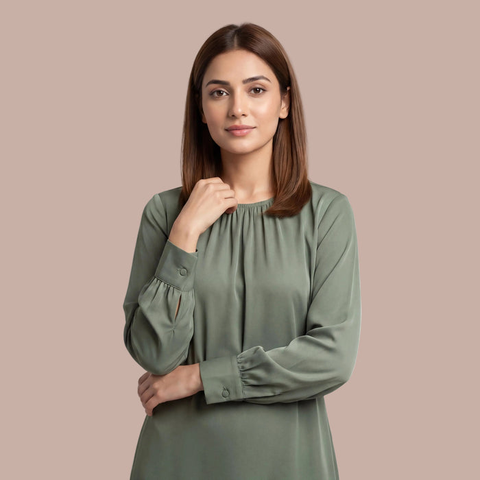 Sage Gathered Top