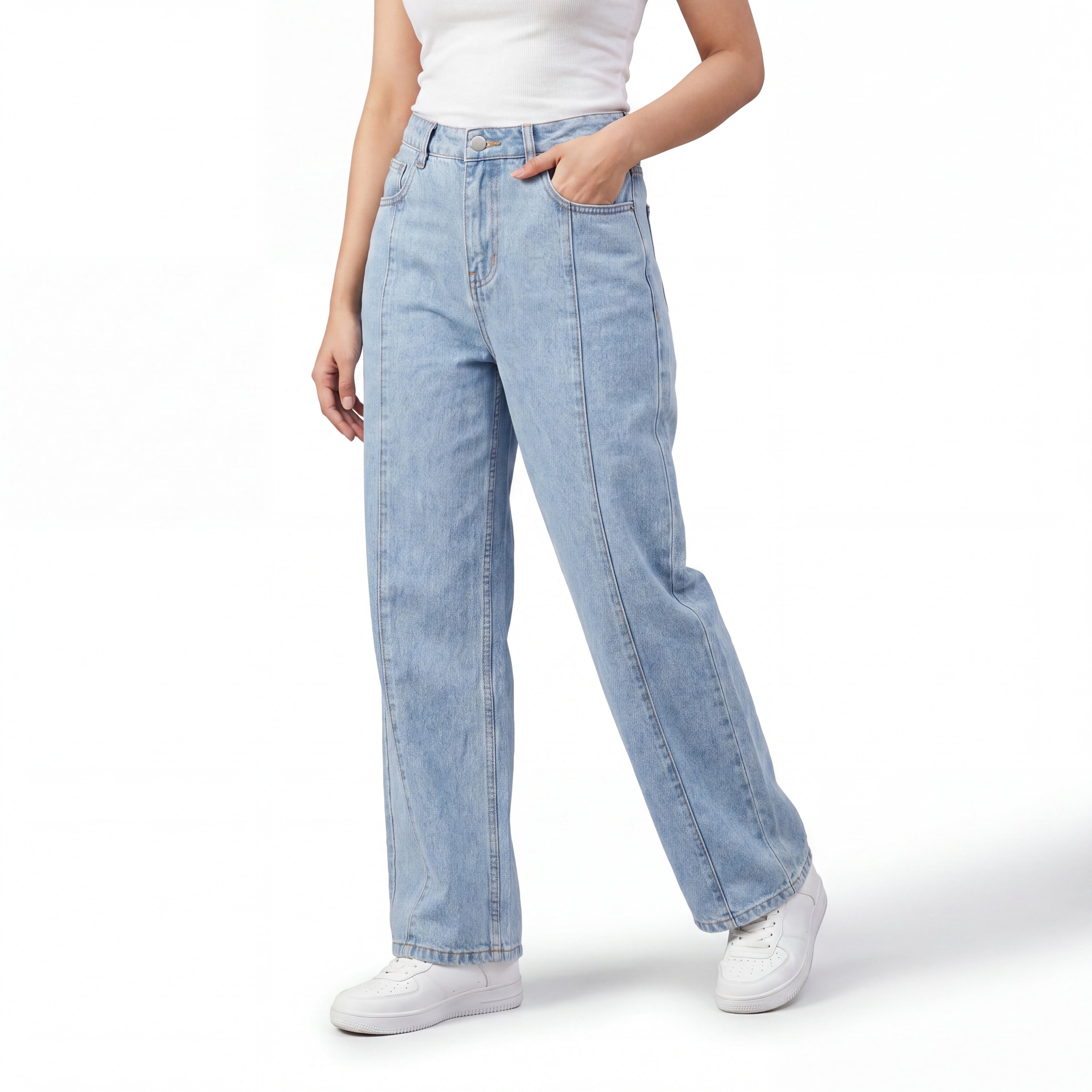 Ice Blue Wide Leg Jeans