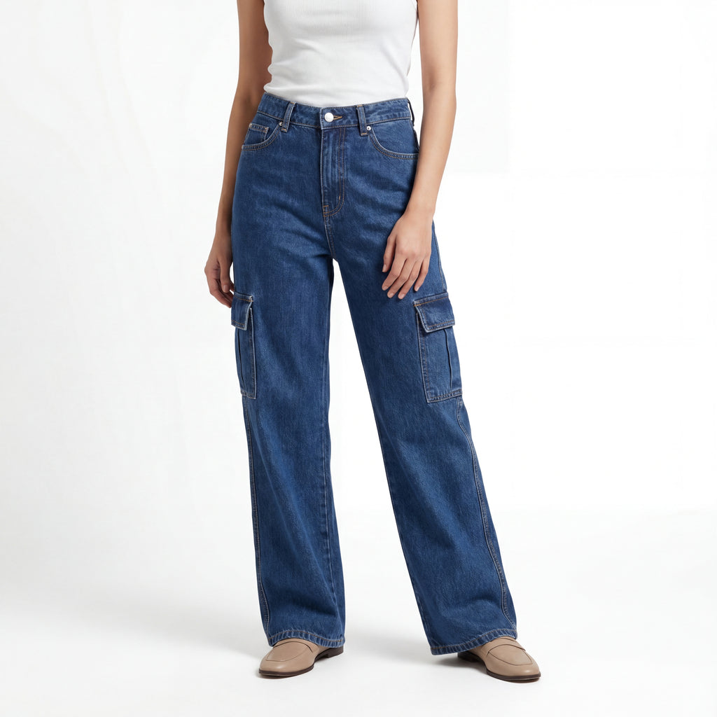 Deep Blue Cargo Jeans