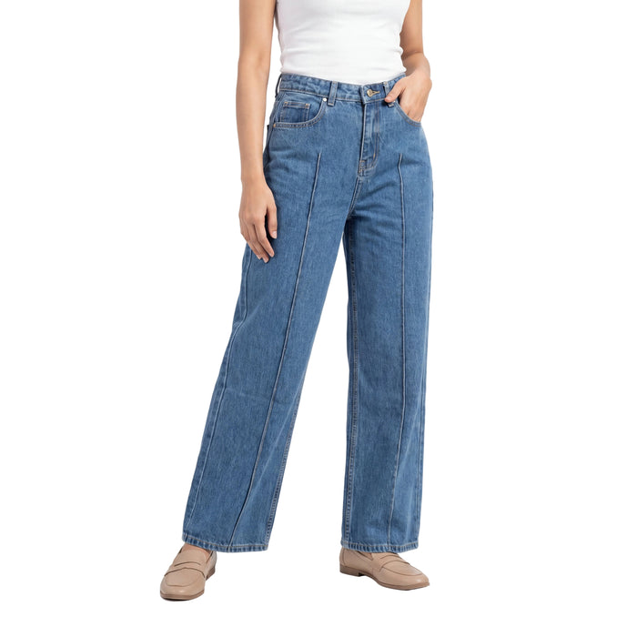 Seam Detail Wide Leg Jeans