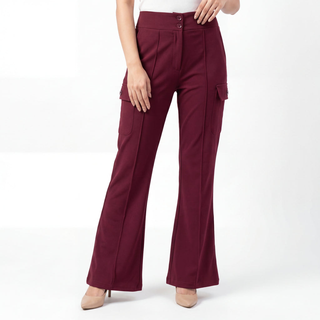 Merlot Cargo Flare Trouser