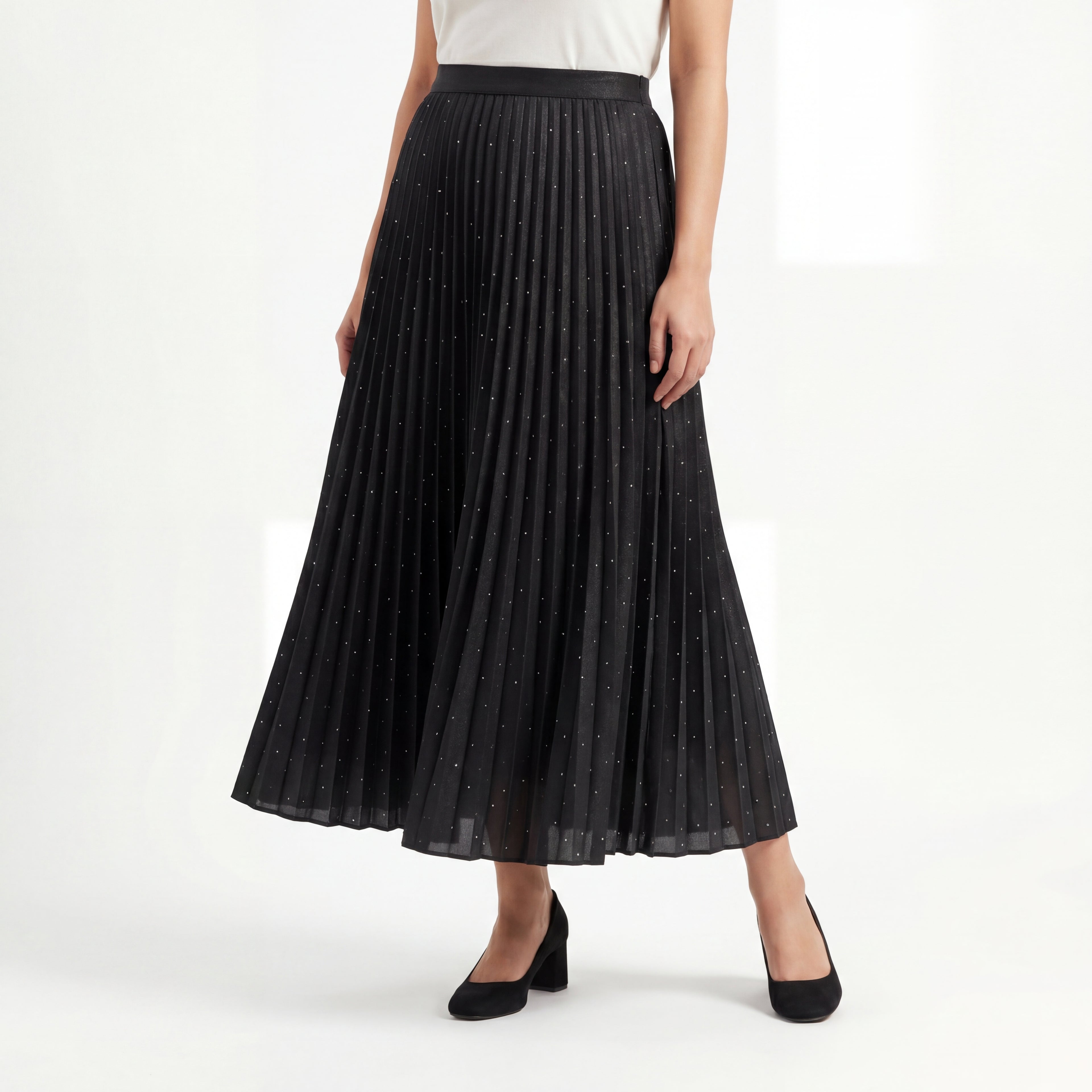 Noir Shimmer Pleat Skirt