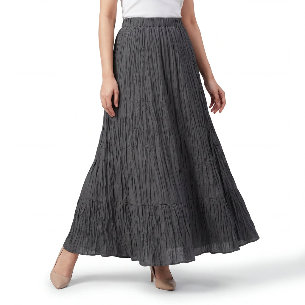Graphite Crinkle Tier Skirt