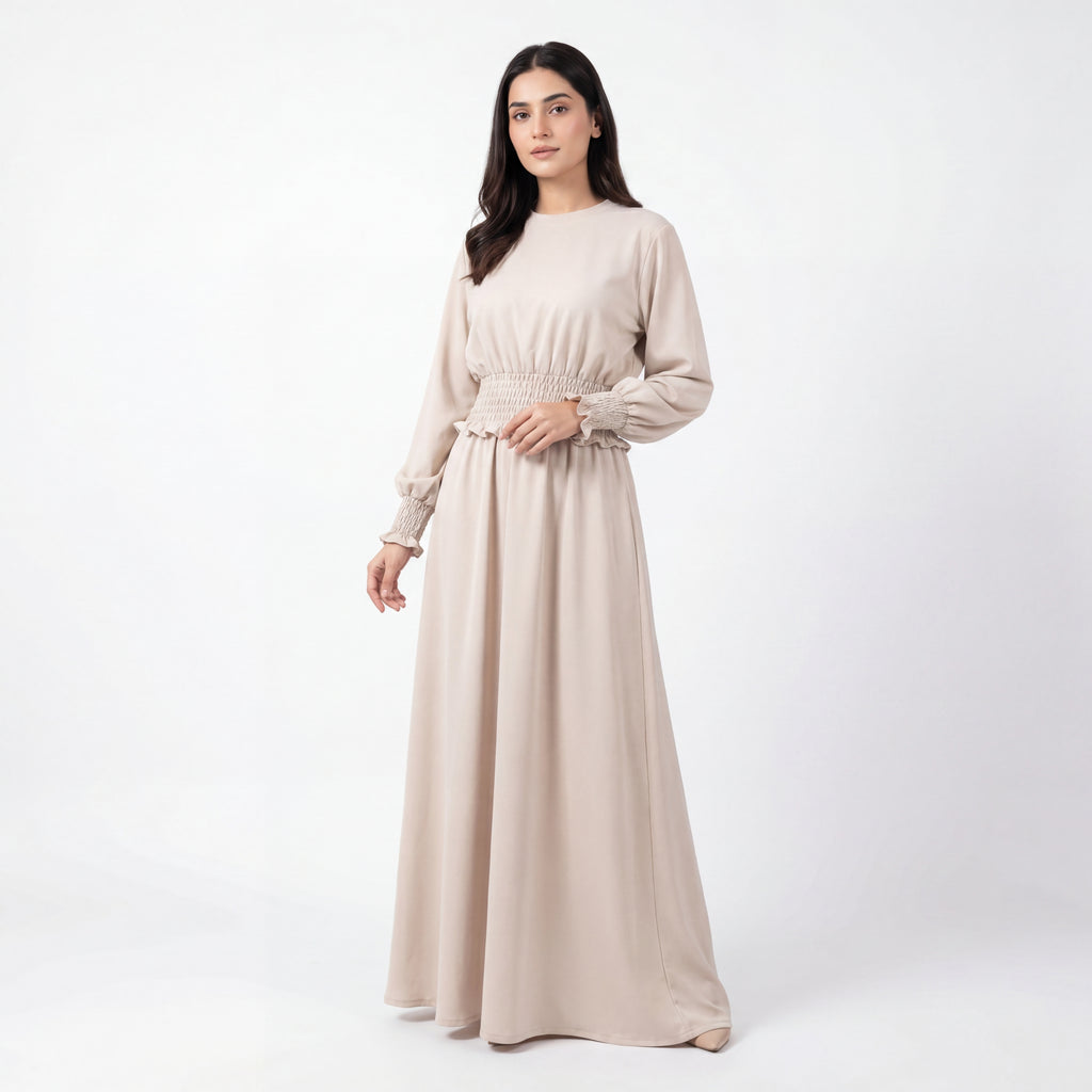 Latte Smocked Waist Maxi