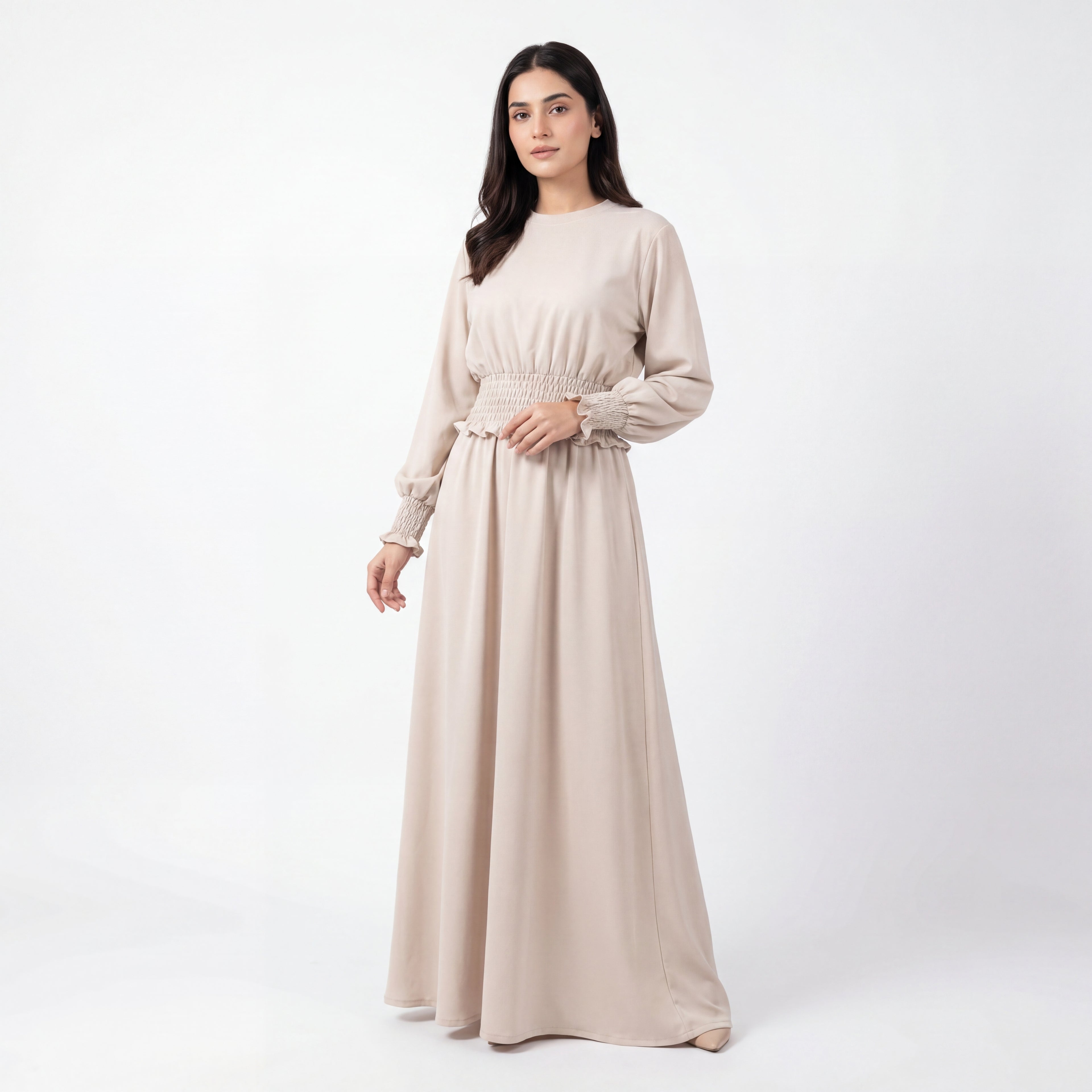 Latte Smocked Waist Maxi