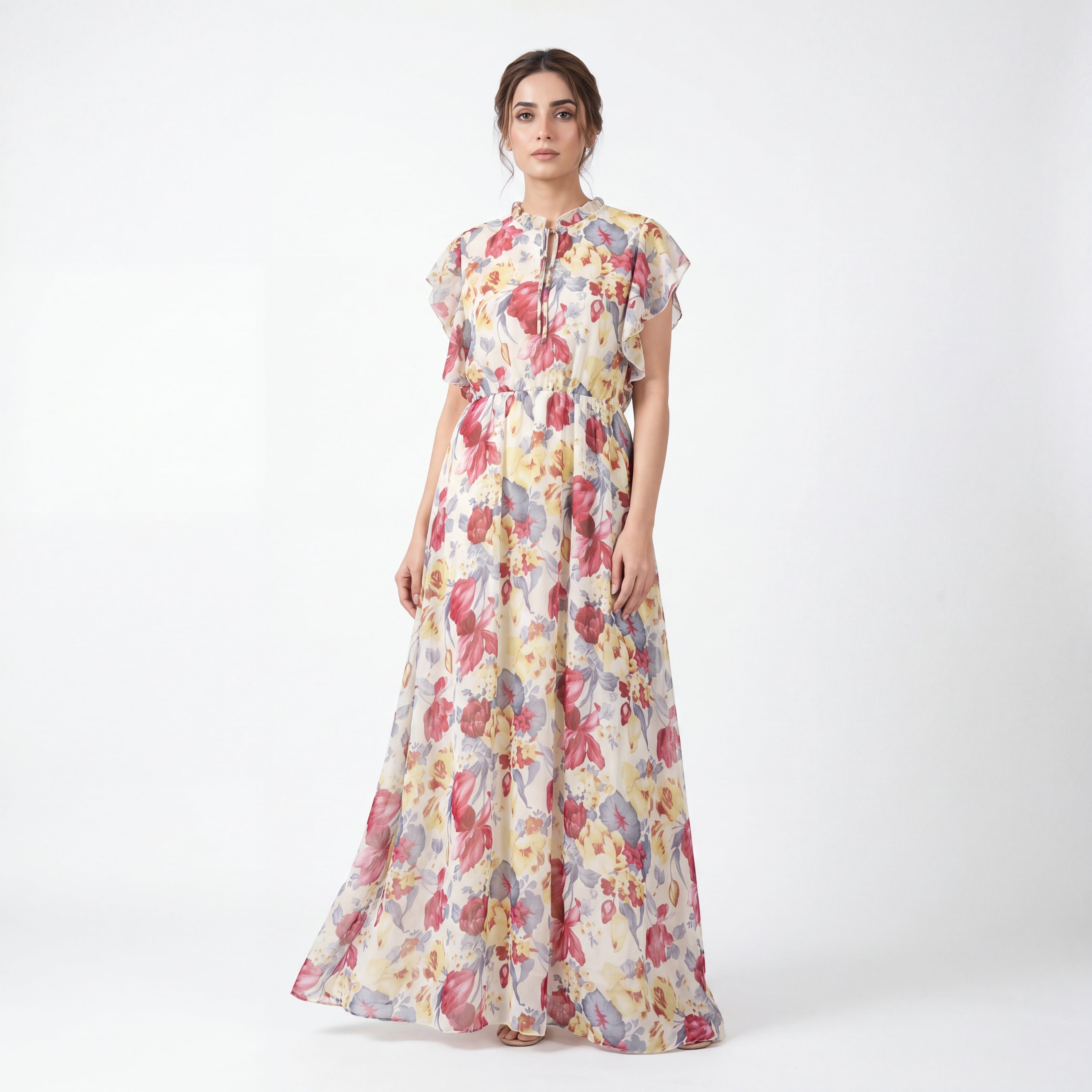 Bloom Ruffle Chiffon Maxi