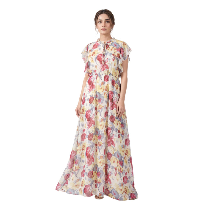 Bloom Ruffle Chiffon Maxi