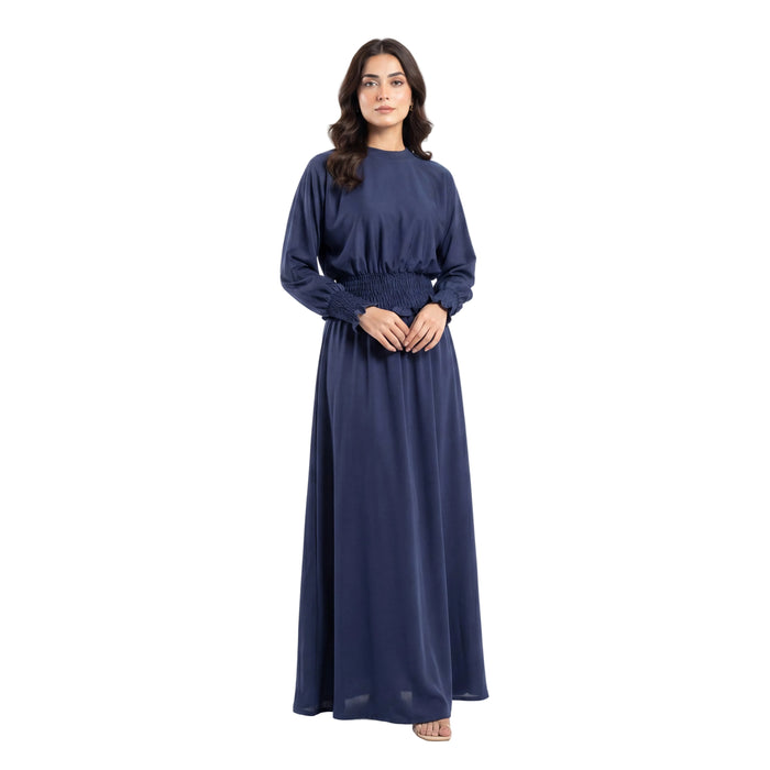 Navy Smocked Waist Maxi