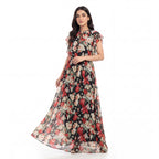 Noir Bloom Chiffon Maxi