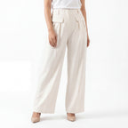 Cream Patch Pocket Formal Pants