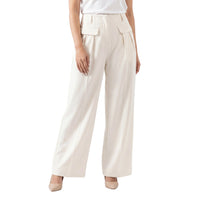 Cream Patch Pocket Formal Pants