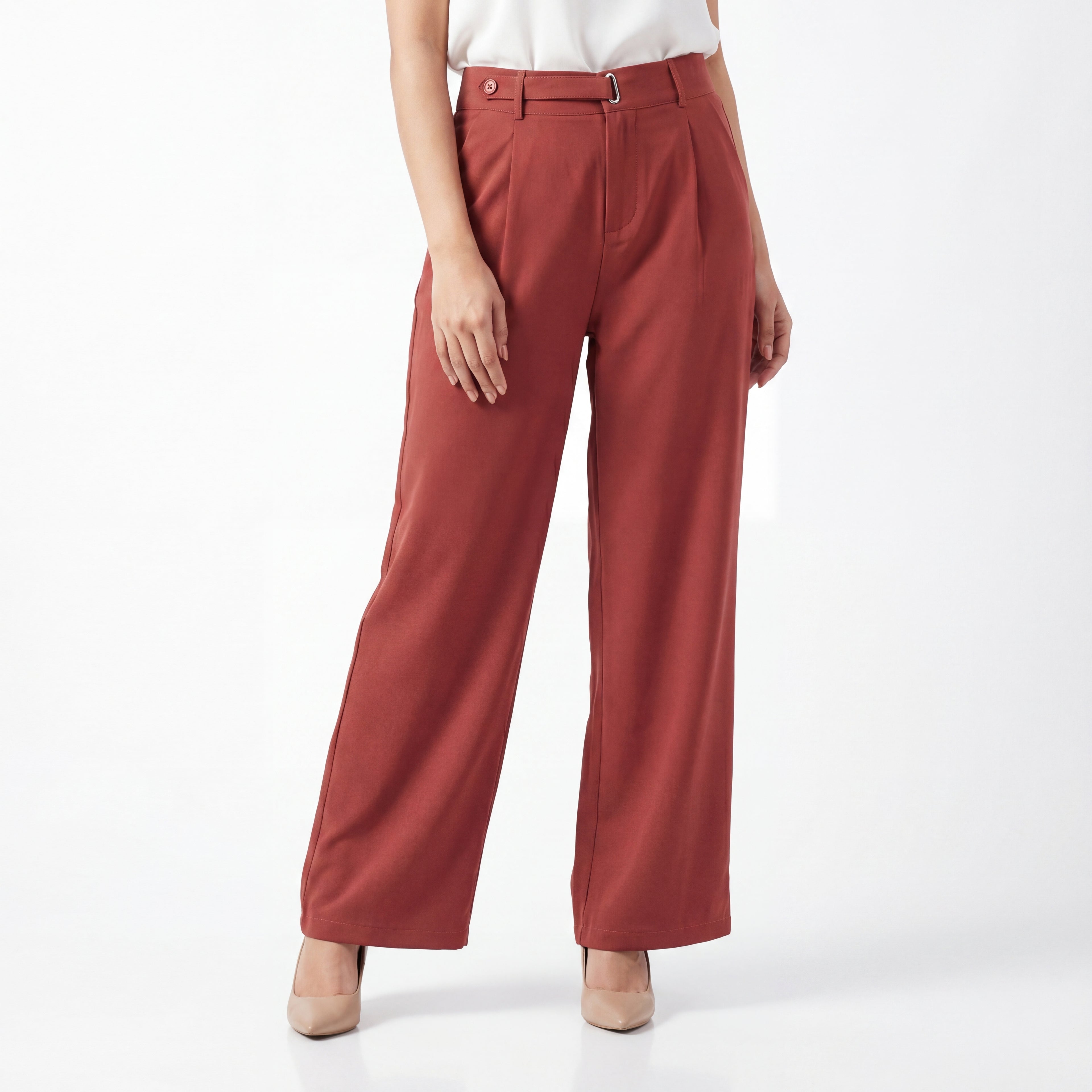 Rust Wide Leg Formal Pants