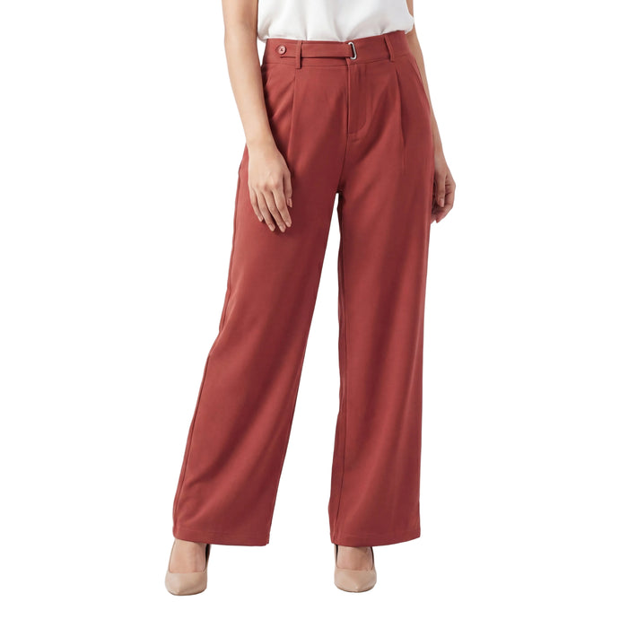 Rust Wide Leg Formal Pants