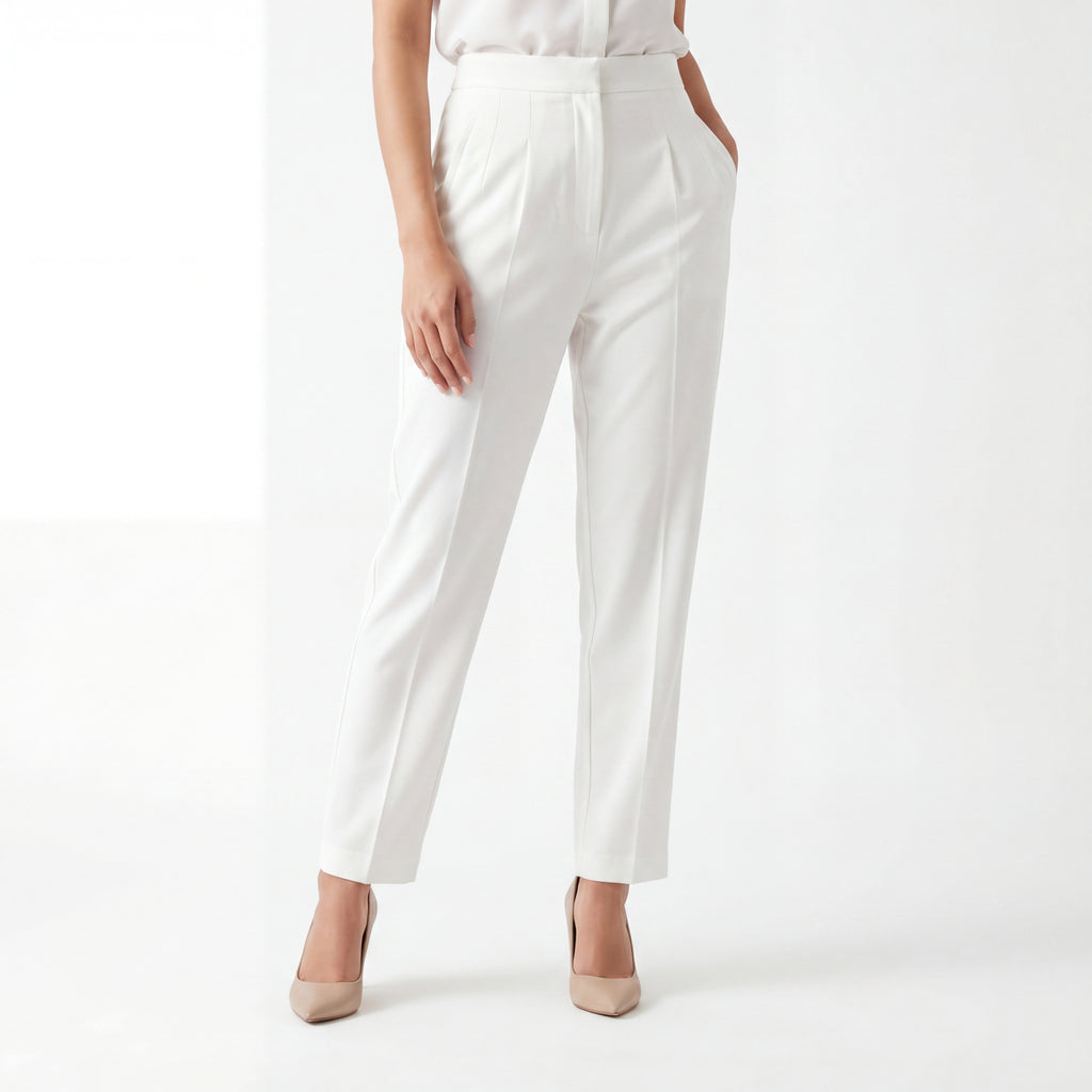 White Tapered Formal Pants