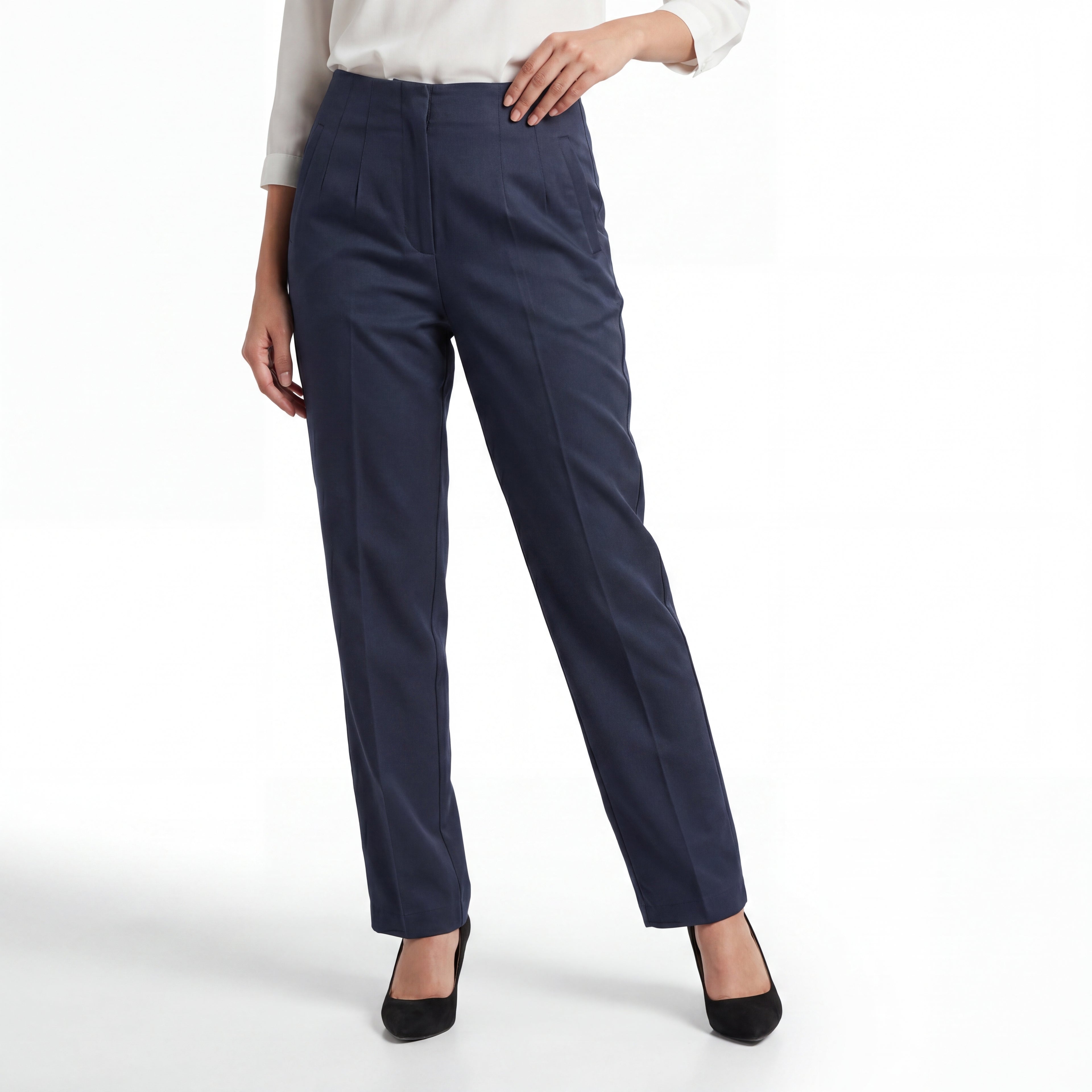 Navy Straight Leg Formal Pants