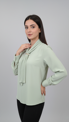 Mint Green Scarf Neck