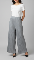 Grey Pleated Wide Leg Trouser