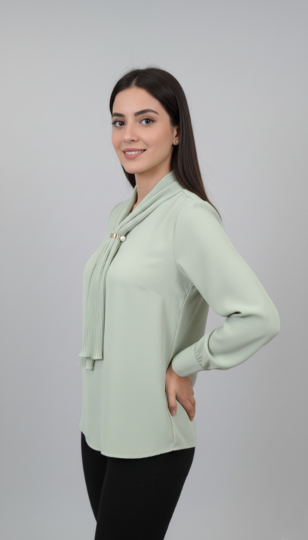 Mint Green Scarf Neck