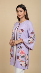Lilac Floral Printed Long Shirt